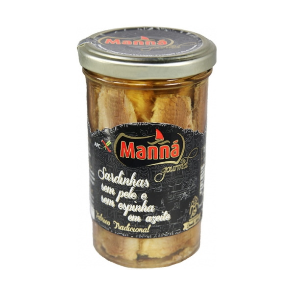 MNG121_Manná Gourmet_Portugalske sardinky filetovane bez koze a kosti v olivovom oleji 250g sklo_600x600.jpg